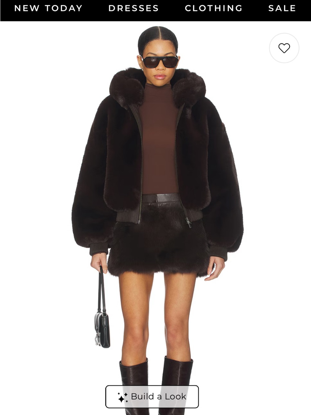 Lamarque Dark Brown Faux Fur Mini Skirt